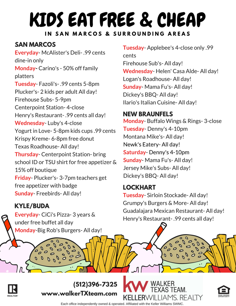 Standard Restaurants Kids Eat Free - State, City Lookup; The information provided by Local Kids Eat Free is for personal use only. All effort is made to keep listing accurate. Since offers and deals can change, please contact the restaurant to verify before visiting.